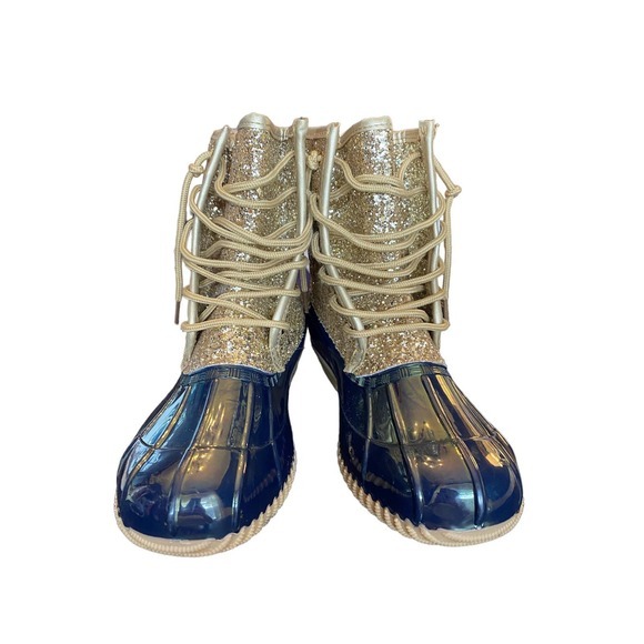 New! Sugar Women’s Skylar 2 Duck Boot navy/gold glitter 7M like L.L.bean - Picture 3 of 6